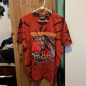 Artist Fan t-shirt - tie dye - size large with printed graphic of notorious BIG